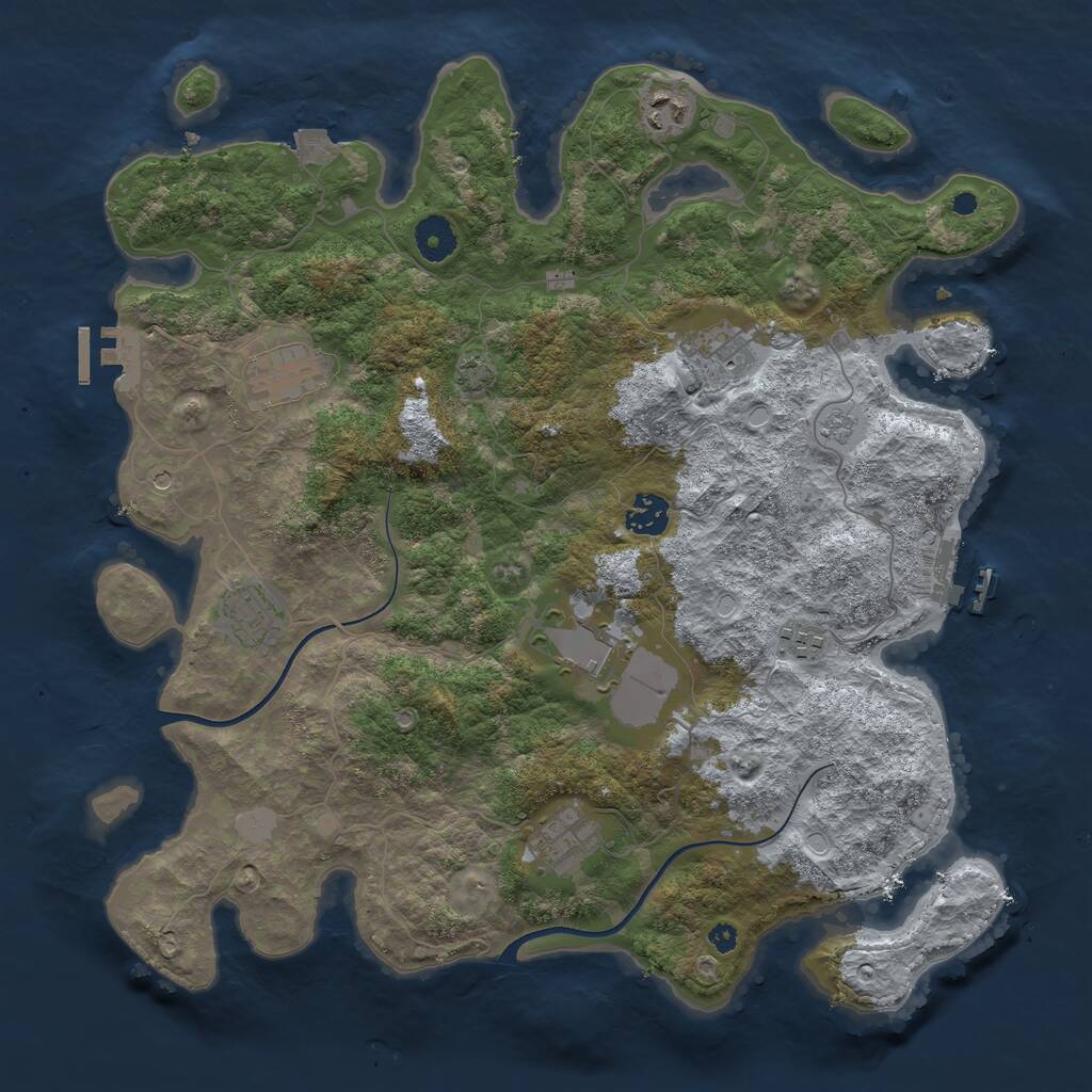 Rust Map: Procedural Map, Size: 3800, Seed: 2756133, 14 Monuments