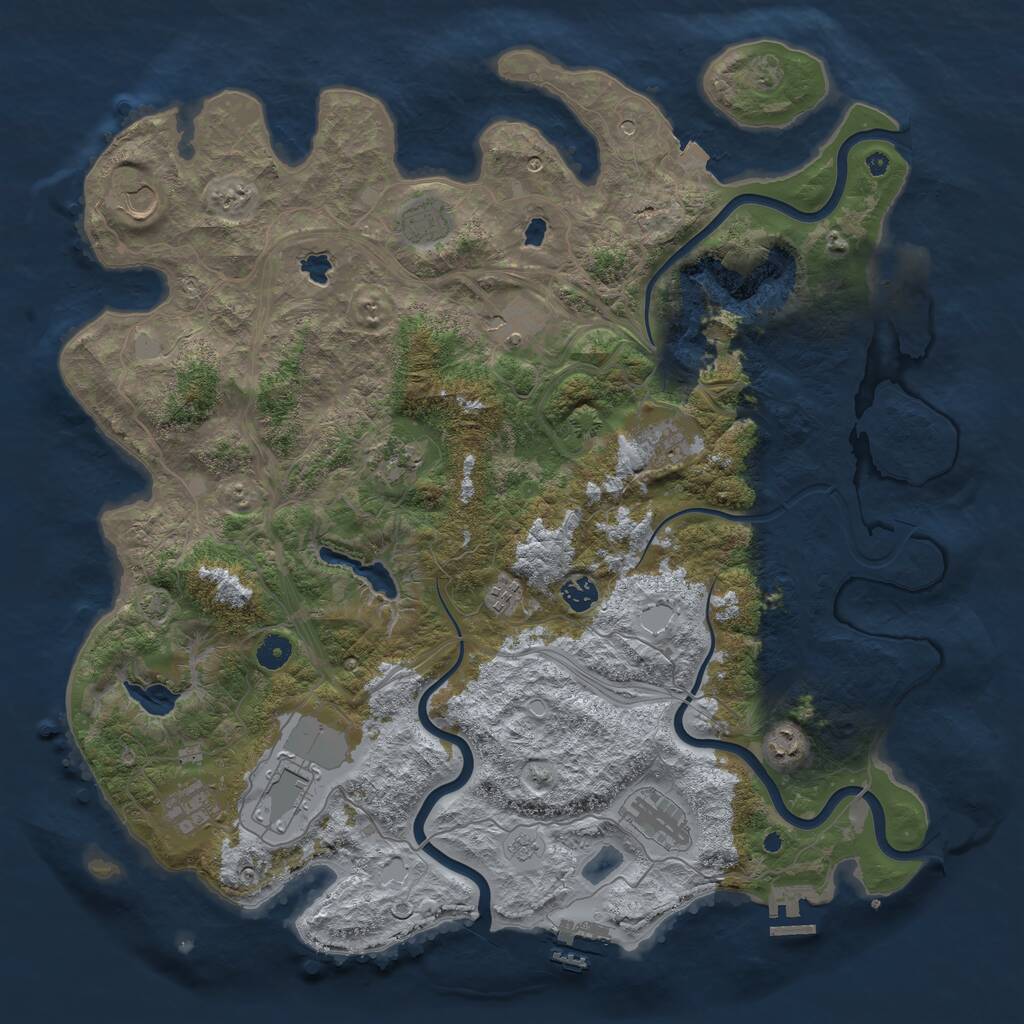 Rust Map: Procedural Map, Size: 4500, Seed: 2344014, 17 Monuments