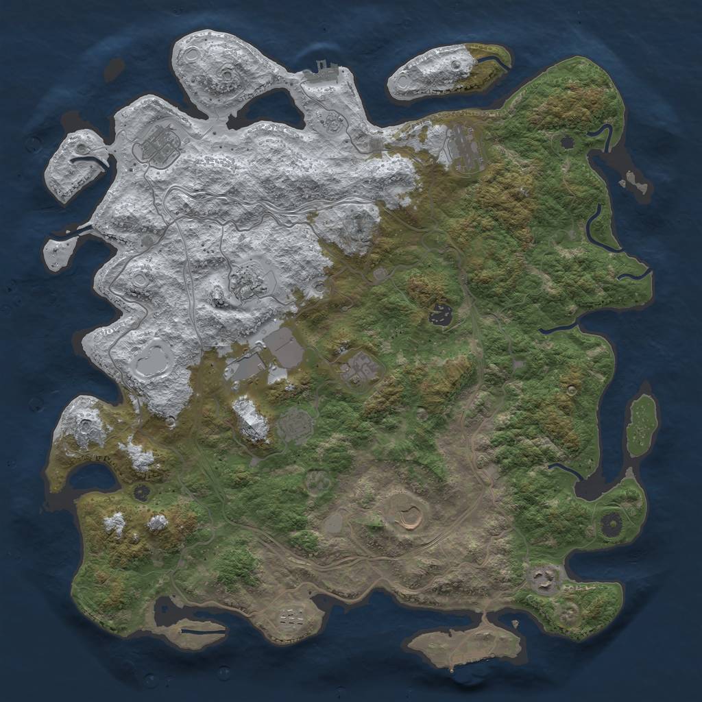 Rust Map: Procedural Map, Size: 4500, Seed: 4030480, 19 Monuments
