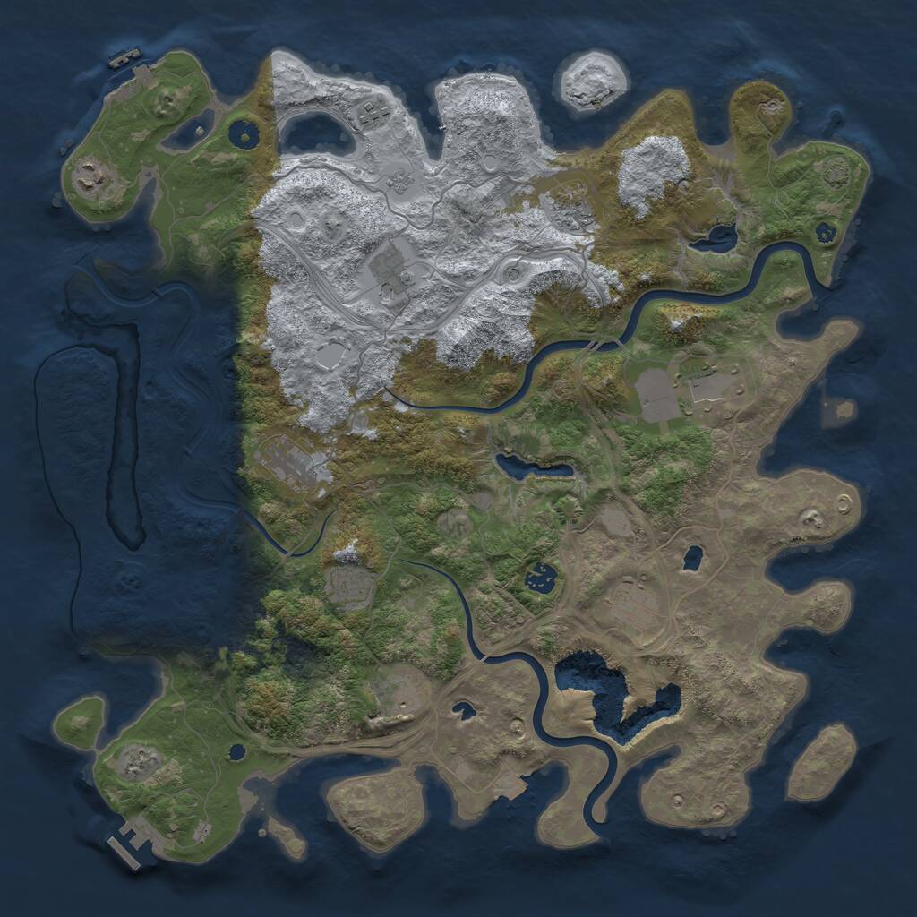 Rust Map: Procedural Map, Size: 4500, Seed: 4638052, 16 Monuments