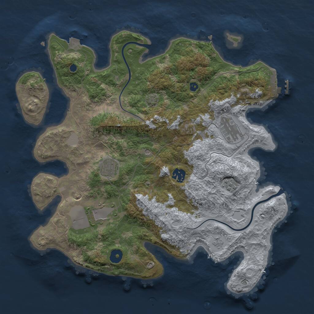Rust Map: Procedural Map, Size: 3500, Seed: 1224598, 10 Monuments