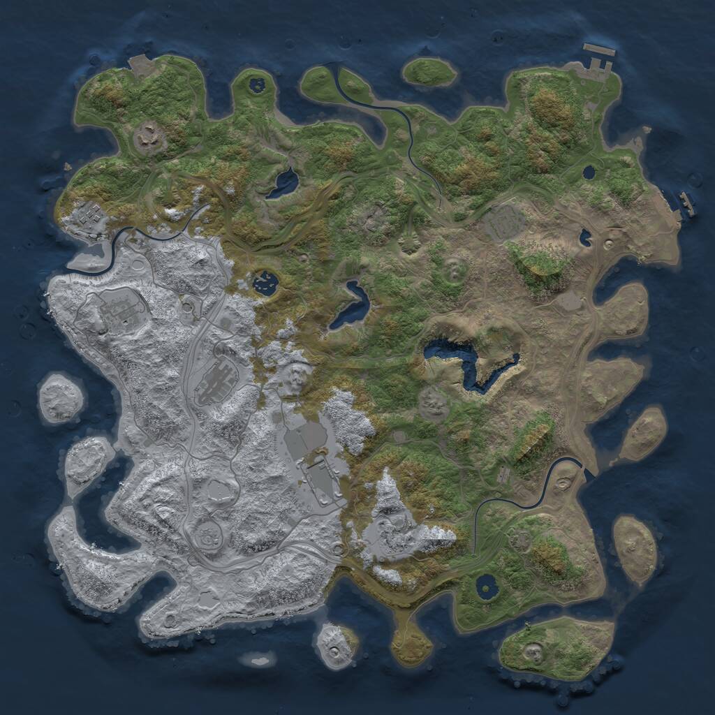 Rust Map: Procedural Map, Size: 4500, Seed: 3037355, 14 Monuments