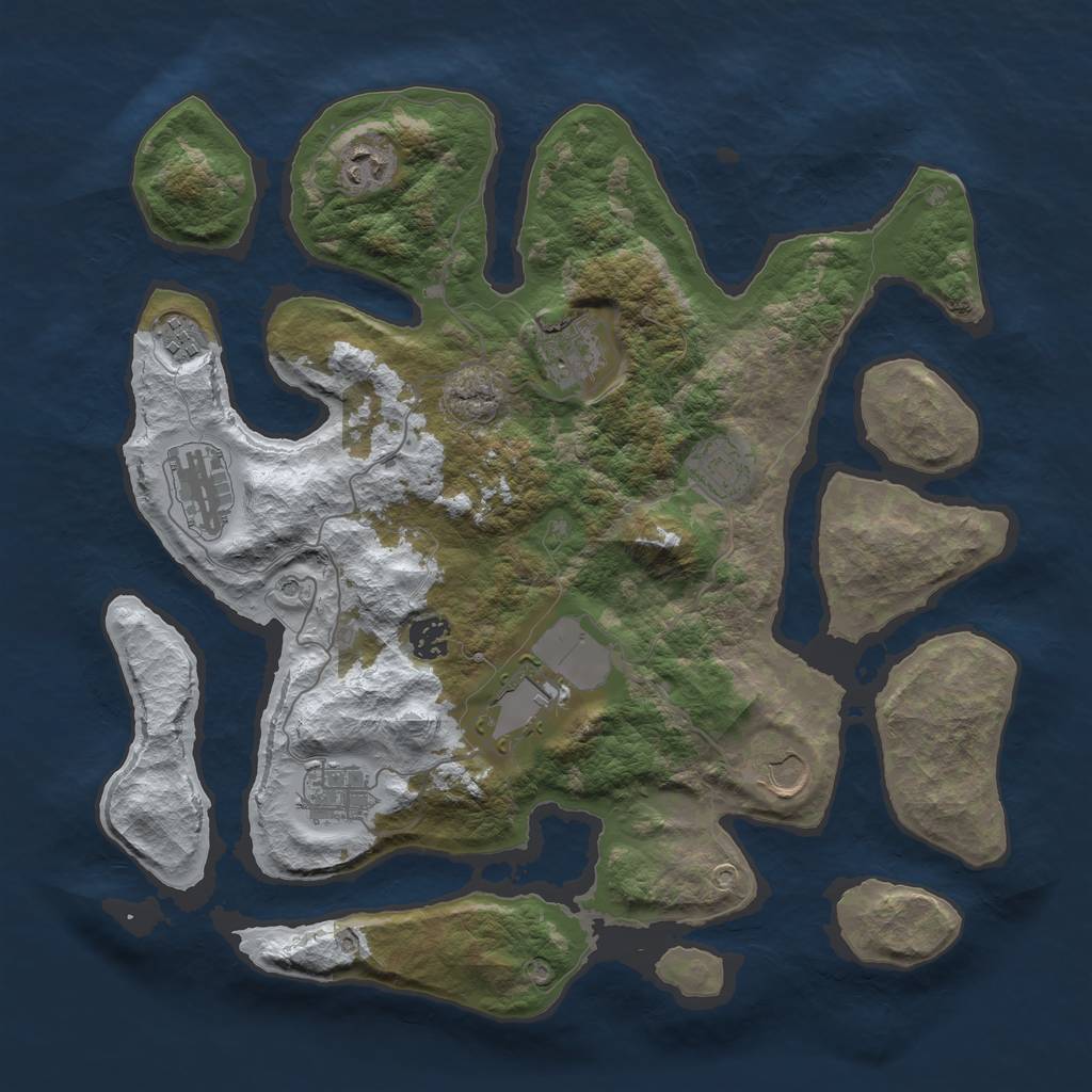 Rust Map: Barren, Size: 3800, Seed: 1038635, 12 Monuments