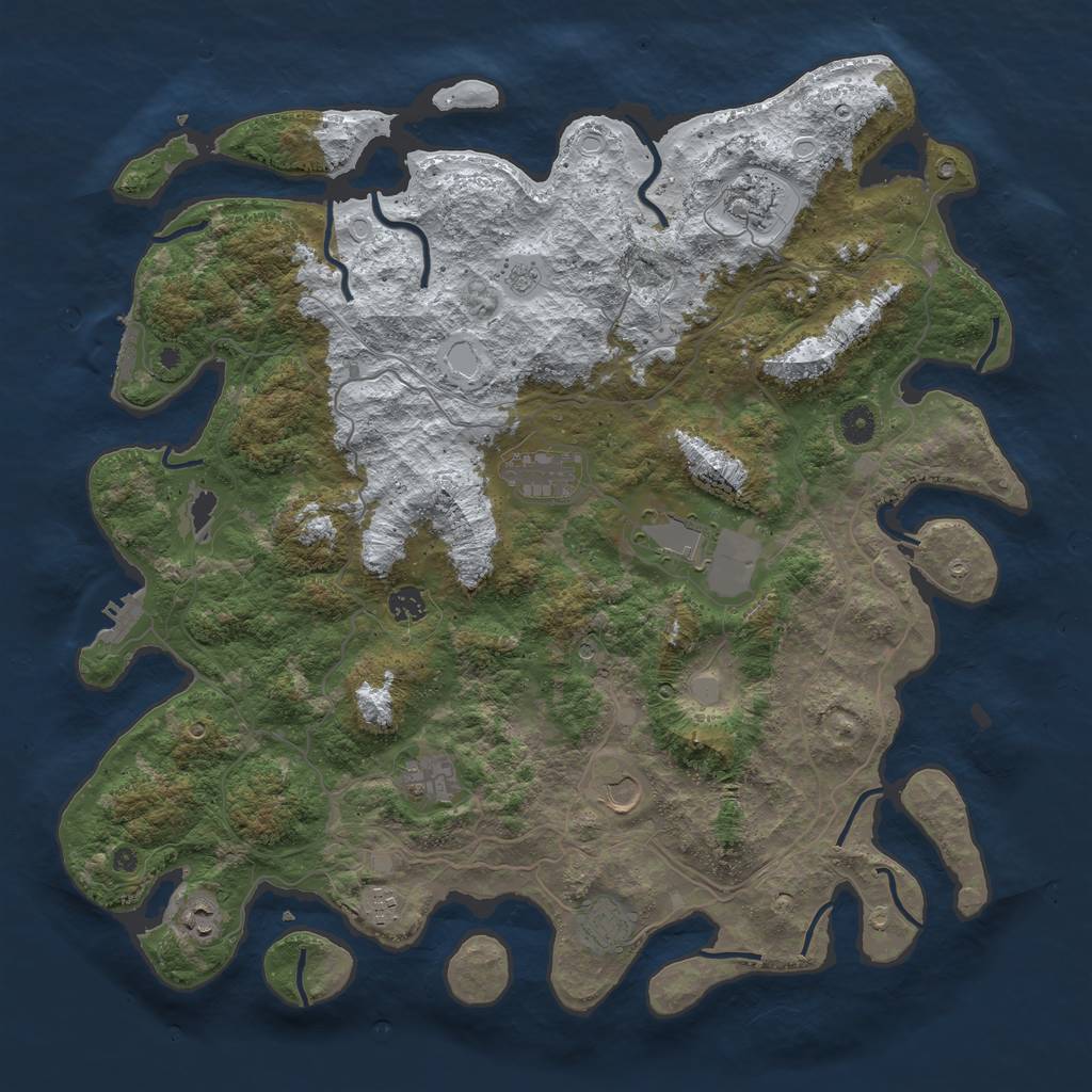 Rust Map: Procedural Map, Size: 4500, Seed: 4308067, 18 Monuments