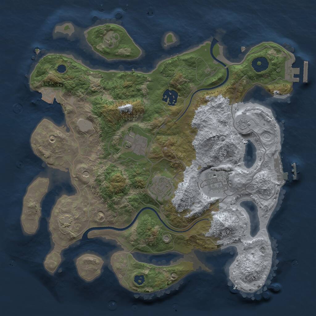 Rust Map: Procedural Map, Size: 3000, Seed: 4179152, 10 Monuments