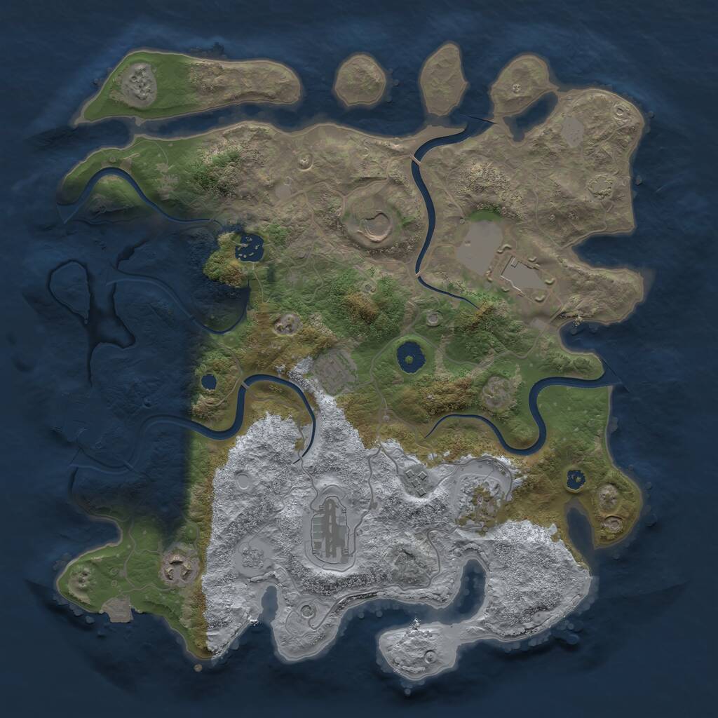 Rust Map: Procedural Map, Size: 3700, Seed: 2641541, 13 Monuments