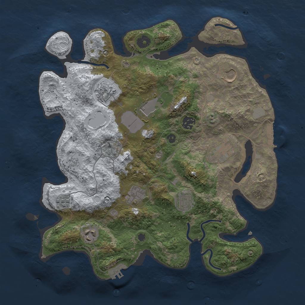 Rust Map: Procedural Map, Size: 3500, Seed: 2635072, 18 Monuments