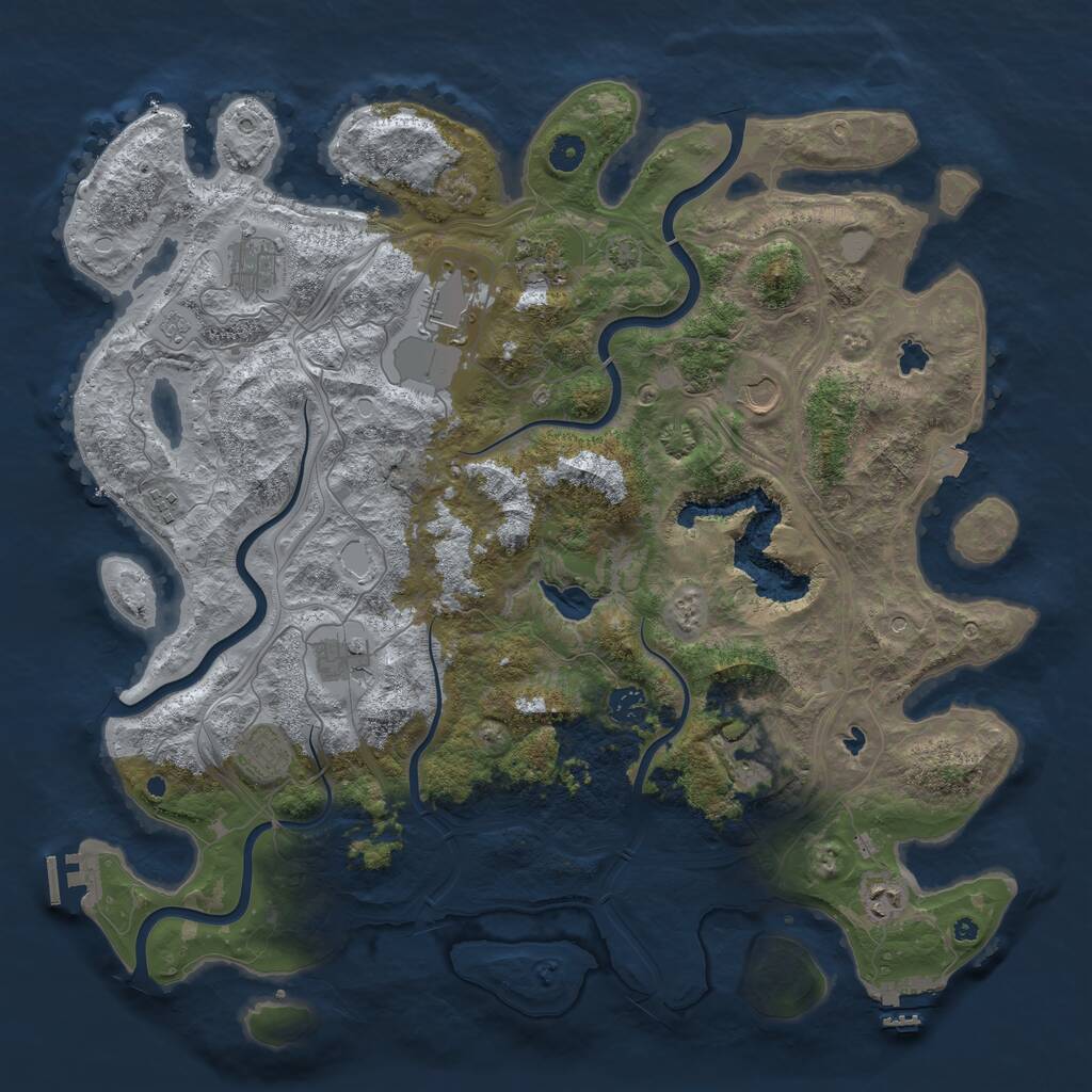 Rust Map: Procedural Map, Size: 4500, Seed: 3599792, 16 Monuments