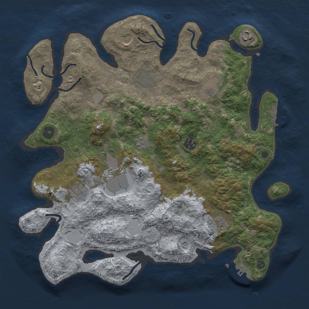 Rust Map: Procedural Map, Size: 3800, Seed: 4718579, 17 Monuments