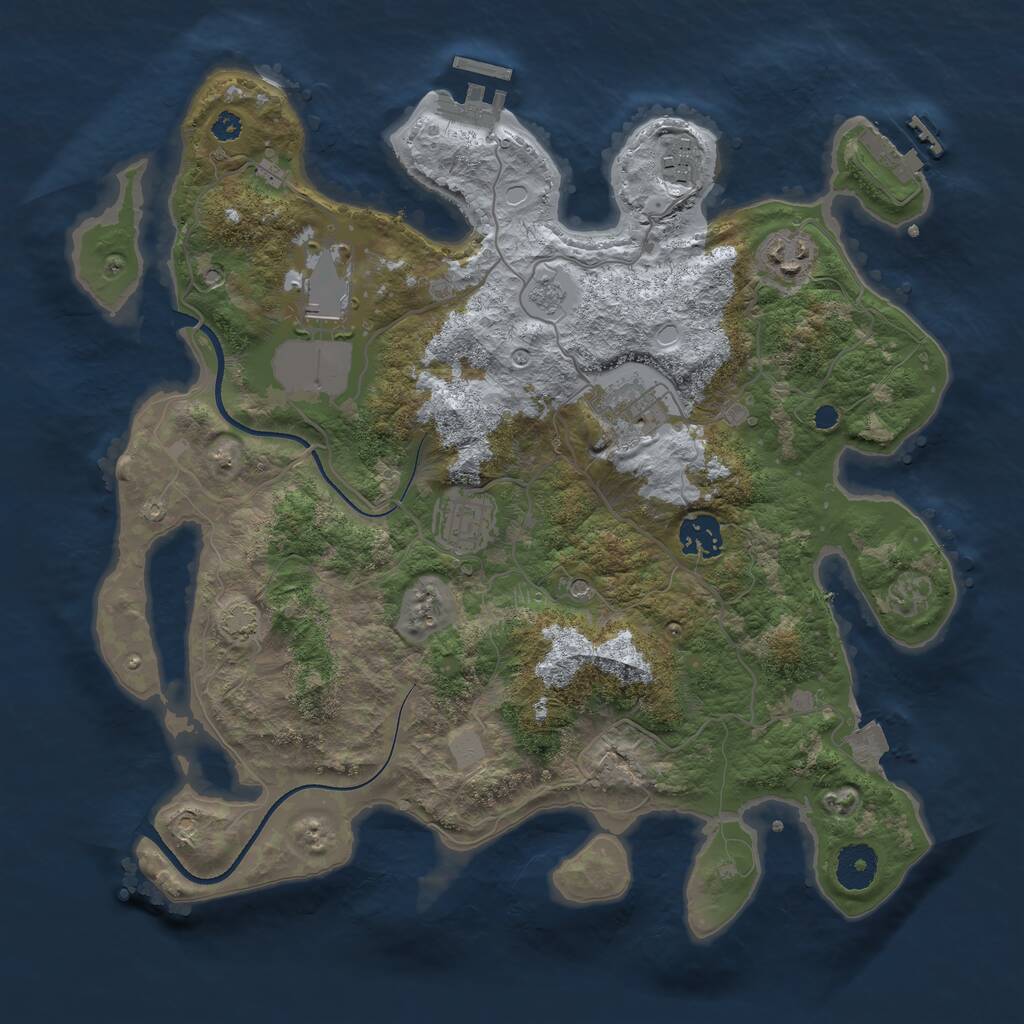 Rust Map: Procedural Map, Size: 3500, Seed: 2277945, 12 Monuments