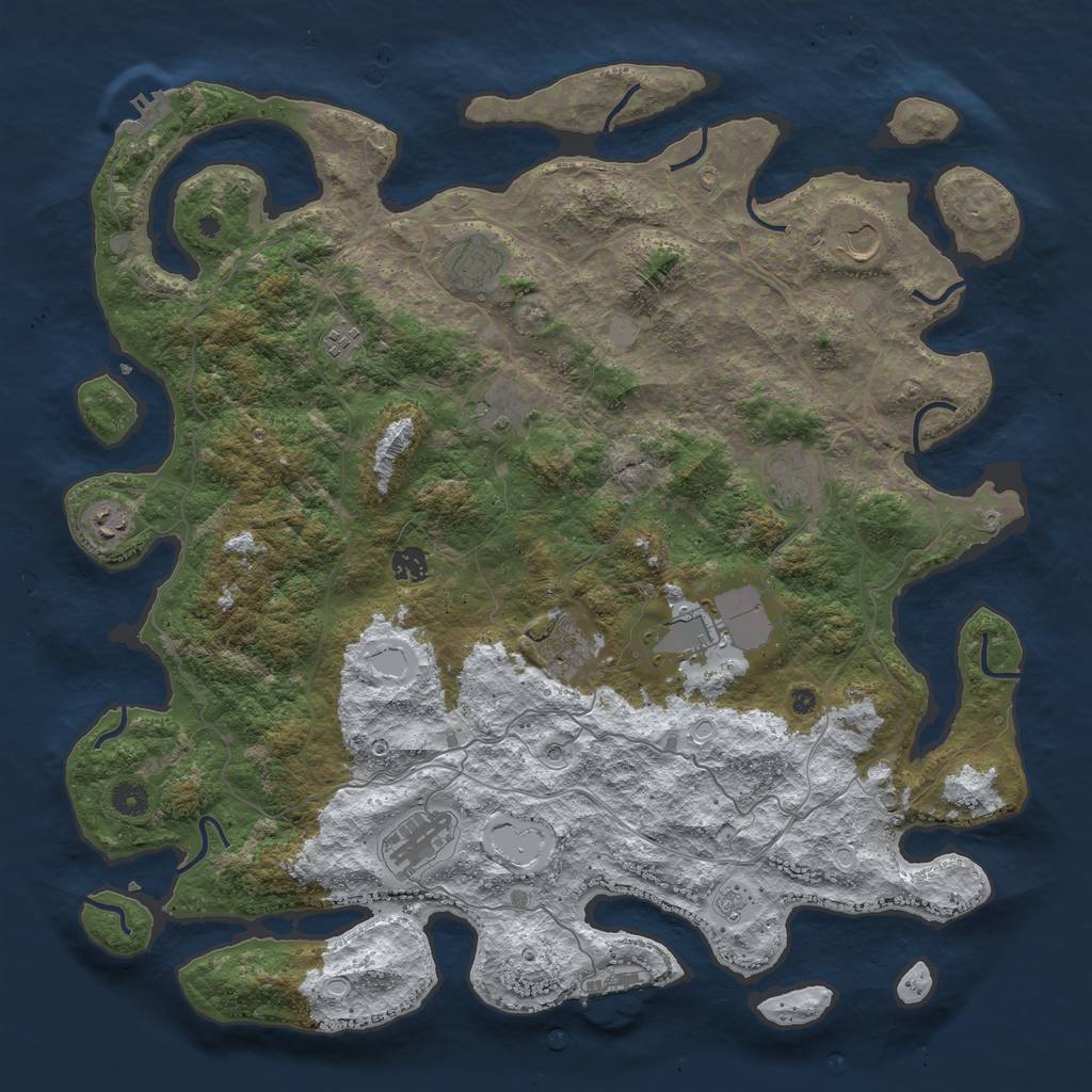 Rust Map: Procedural Map, Size: 4500, Seed: 4620934, 19 Monuments