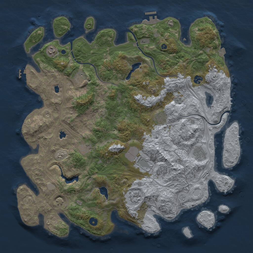 Rust Map: Procedural Map, Size: 4500, Seed: 1238501, 15 Monuments