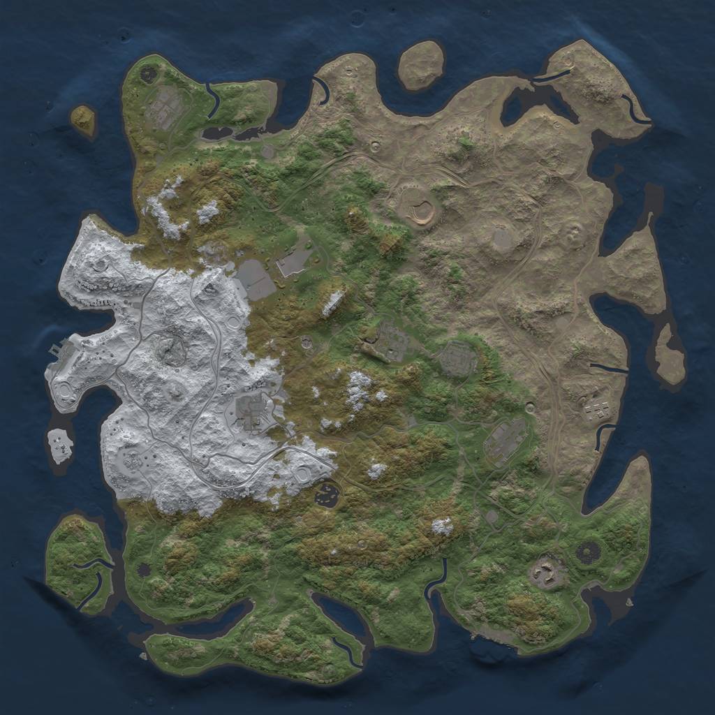 Rust Map: Procedural Map, Size: 4500, Seed: 3221418, 19 Monuments