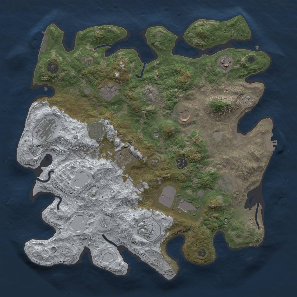 Rust Map: Procedural Map, Size: 3800, Seed: 4677852, 20 Monuments