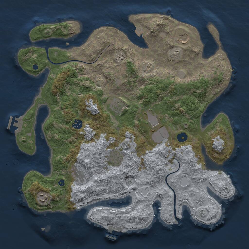 Rust Map: Procedural Map, Size: 3800, Seed: 3967514, 14 Monuments