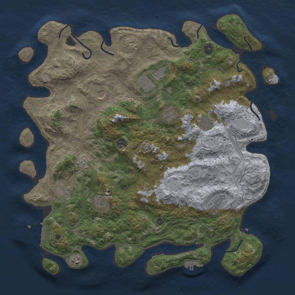 Rust Map: Procedural Map, Size: 4500, Seed: 3617524, 20 Monuments