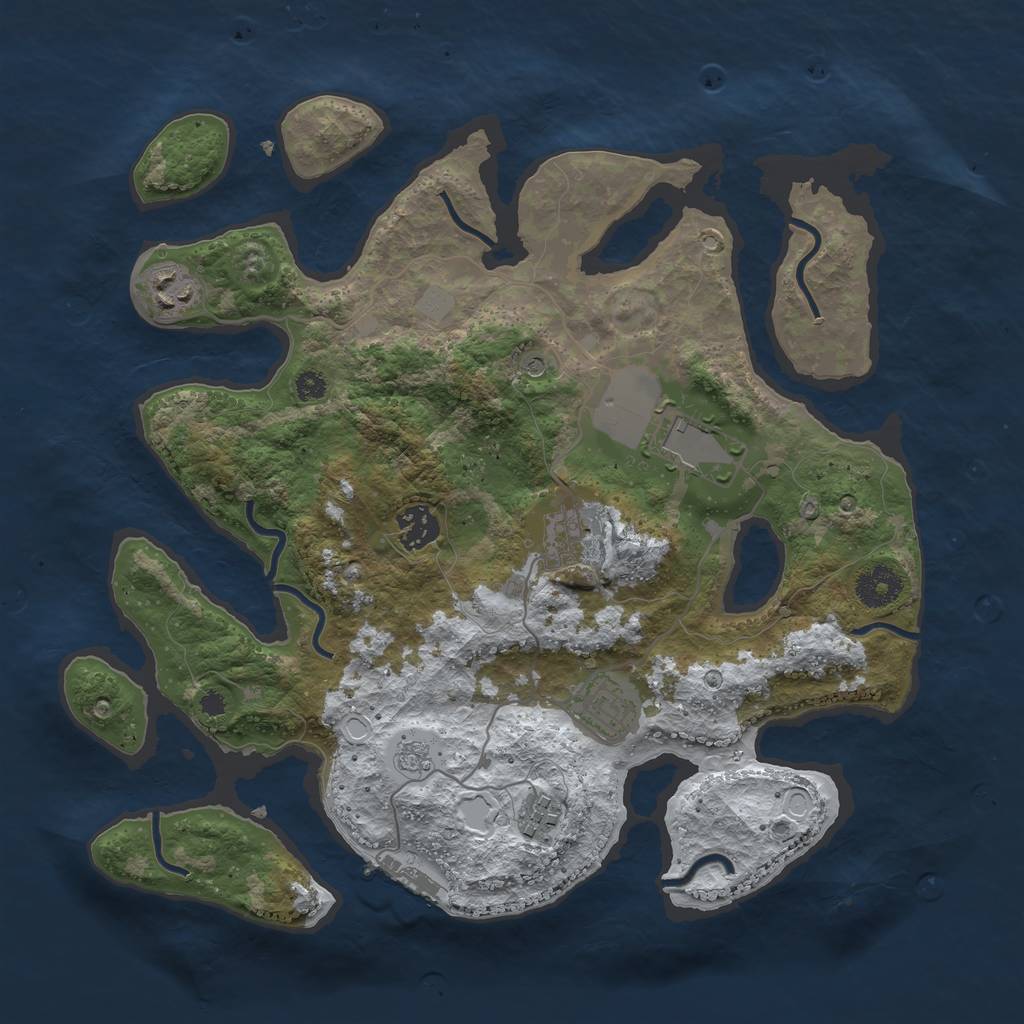 Rust Map: Procedural Map, Size: 3500, Seed: 5592643, 14 Monuments