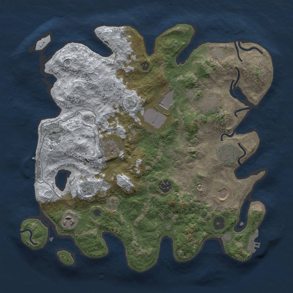 Rust Map: Procedural Map, Size: 3500, Seed: 1299149, 17 Monuments