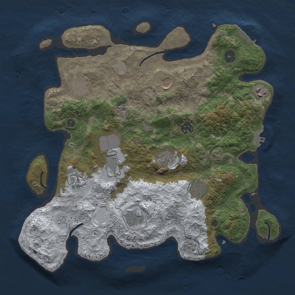 Rust Map: Procedural Map, Size: 3700, Seed: 6069430, 19 Monuments