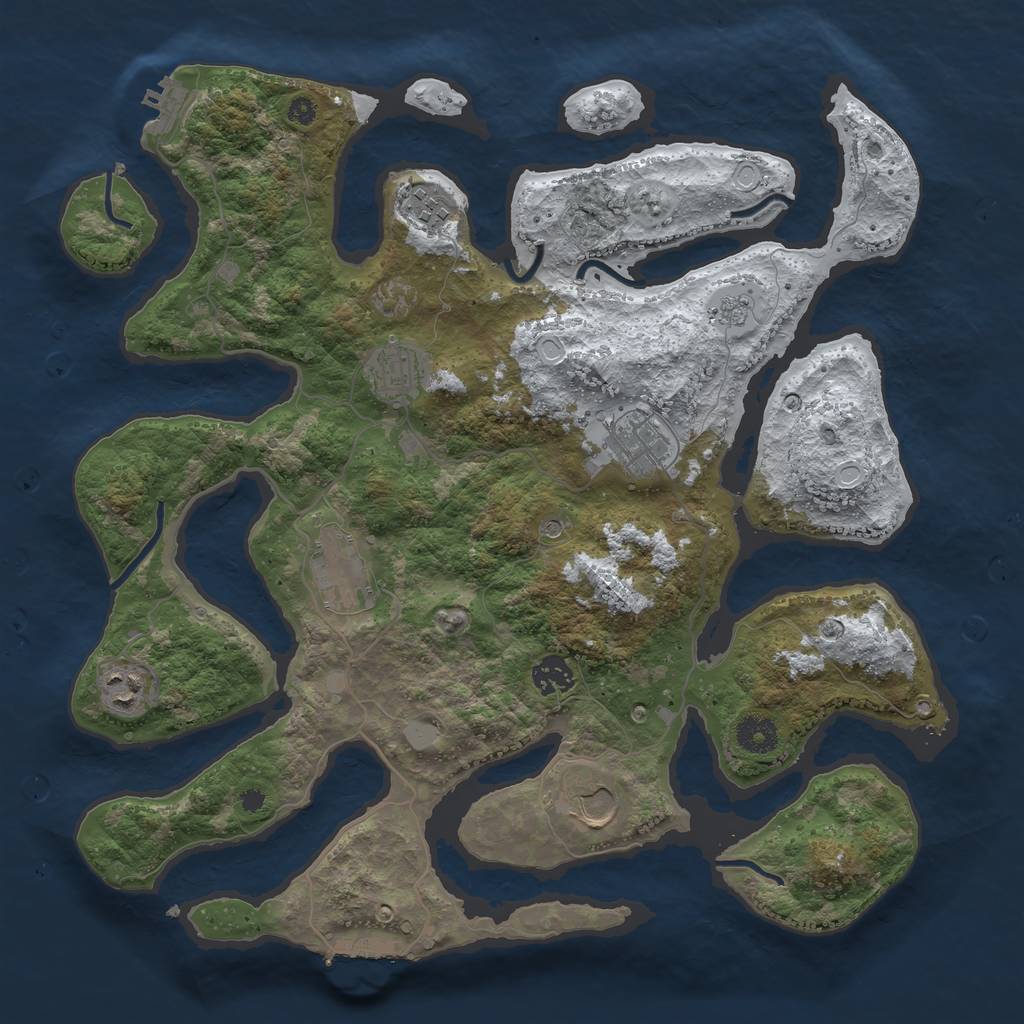 Rust Map: Procedural Map, Size: 3800, Seed: 4840039, 16 Monuments