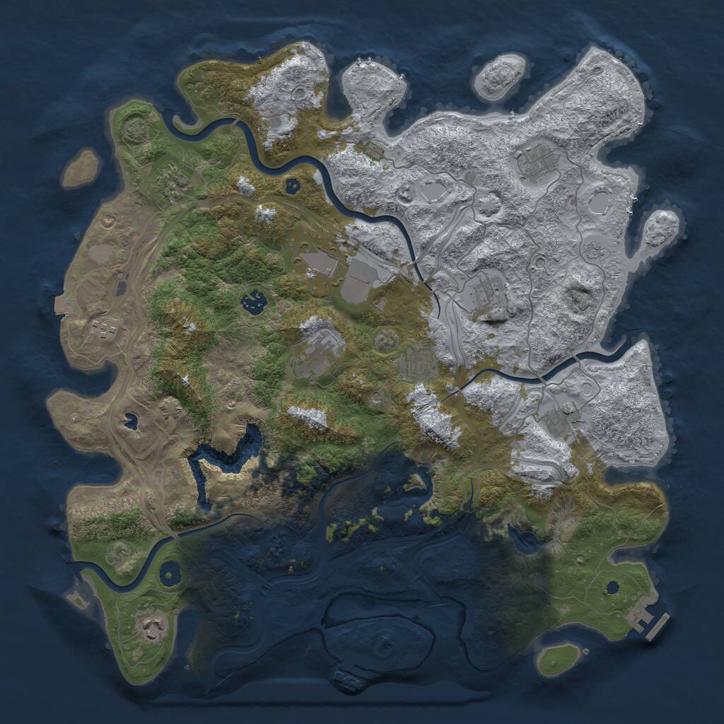 Rust Map: Procedural Map, Size: 4500, Seed: 5503629, 16 Monuments