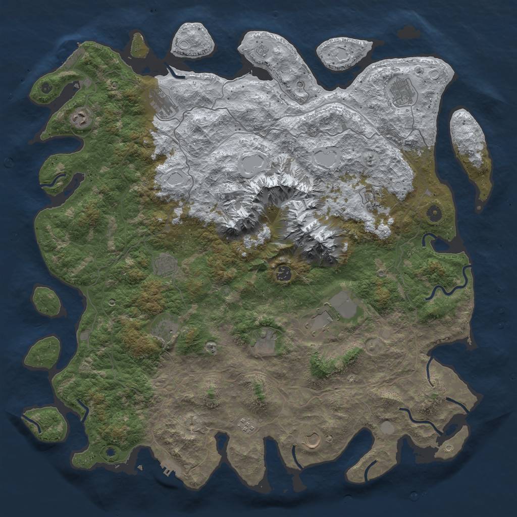 Rust Map: Procedural Map, Size: 5000, Seed: 86827425, 20 Monuments