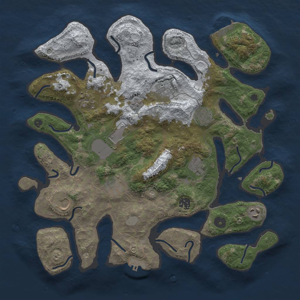 Rust Map: Procedural Map, Size: 3800, Seed: 3076859, 19 Monuments