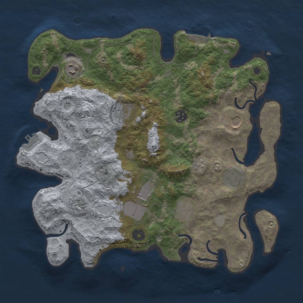 Rust Map: Procedural Map, Size: 3600, Seed: 157007, 18 Monuments