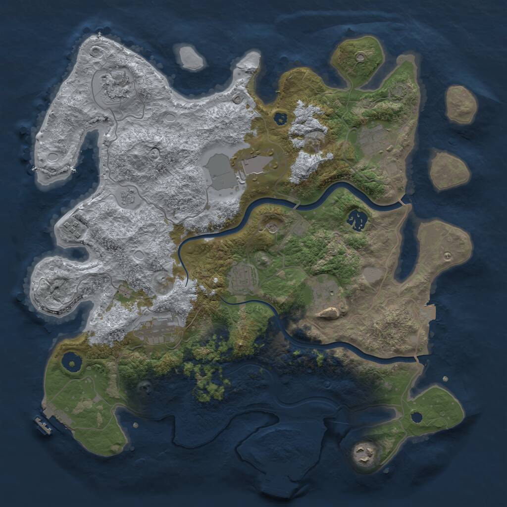 Rust Map: Procedural Map, Size: 3800, Seed: 3744802, 15 Monuments
