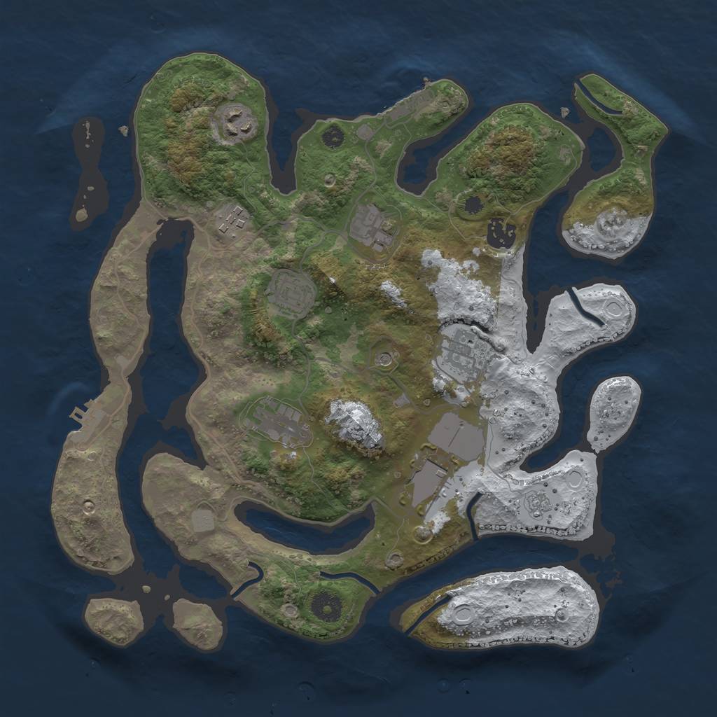 Rust Map: Procedural Map, Size: 3500, Seed: 3239899, 17 Monuments