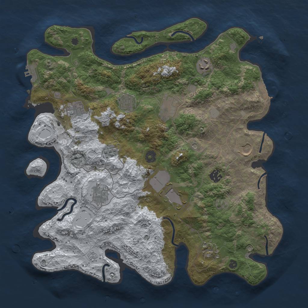 Rust Map: Procedural Map, Size: 3800, Seed: 2552950, 19 Monuments