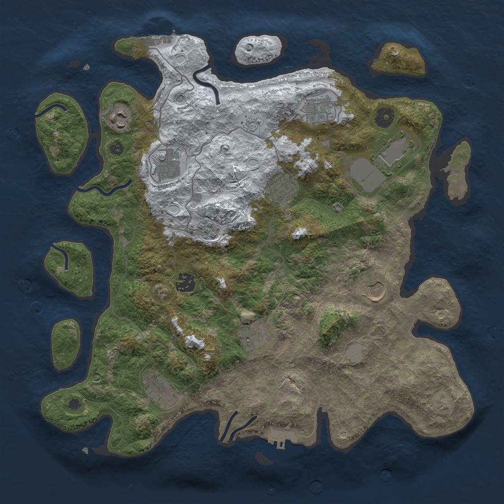 Rust Map: Procedural Map, Size: 3800, Seed: 3307750, 19 Monuments