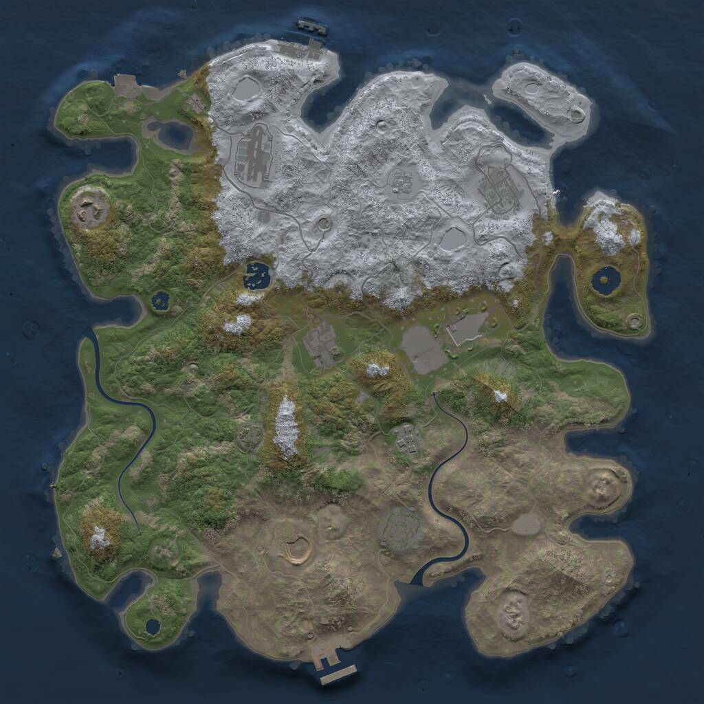 Rust Map: Procedural Map, Size: 3800, Seed: 3053540, 15 Monuments