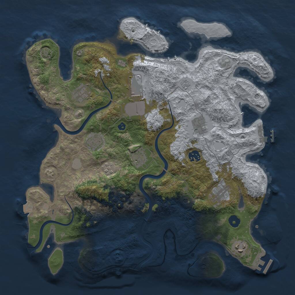 Rust Map: Procedural Map, Size: 3800, Seed: 2992194, 15 Monuments