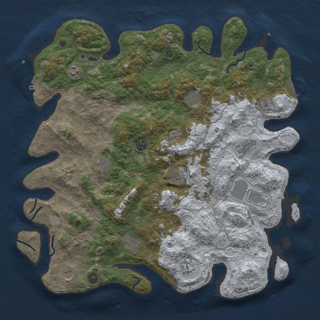 Rust Map: Procedural Map, Size: 4500, Seed: 980786, 20 Monuments
