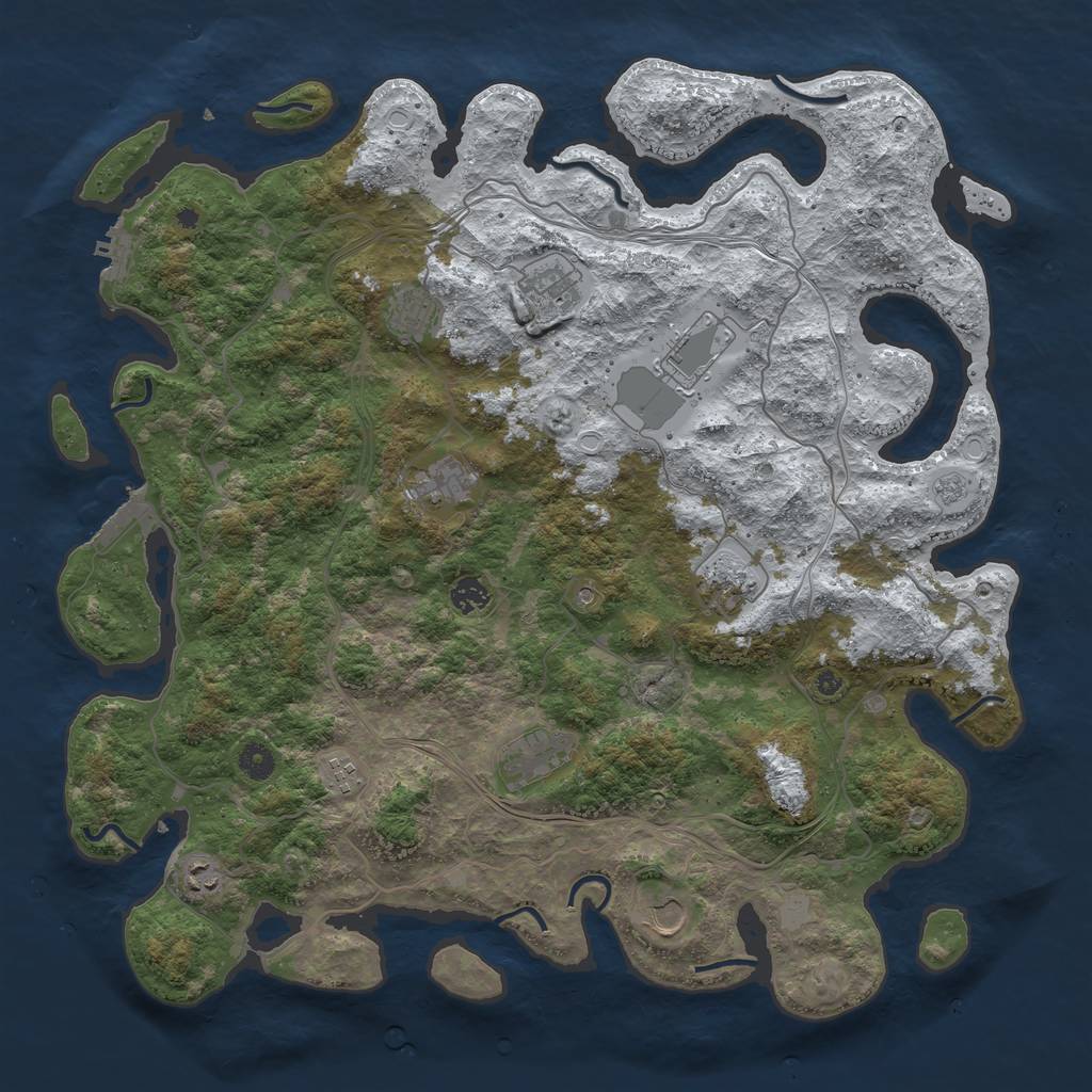 Rust Map: Procedural Map, Size: 4500, Seed: 4467215, 19 Monuments