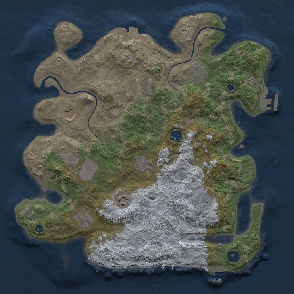 Rust Map: Procedural Map, Size: 3600, Seed: 5199658, 16 Monuments