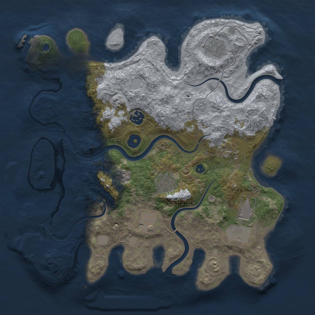 Rust Map: Procedural Map, Size: 3500, Seed: 115924, 13 Monuments