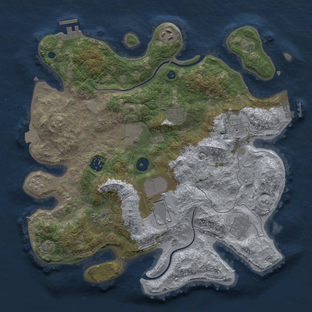 Rust Map: Procedural Map, Size: 3500, Seed: 5796443, 15 Monuments