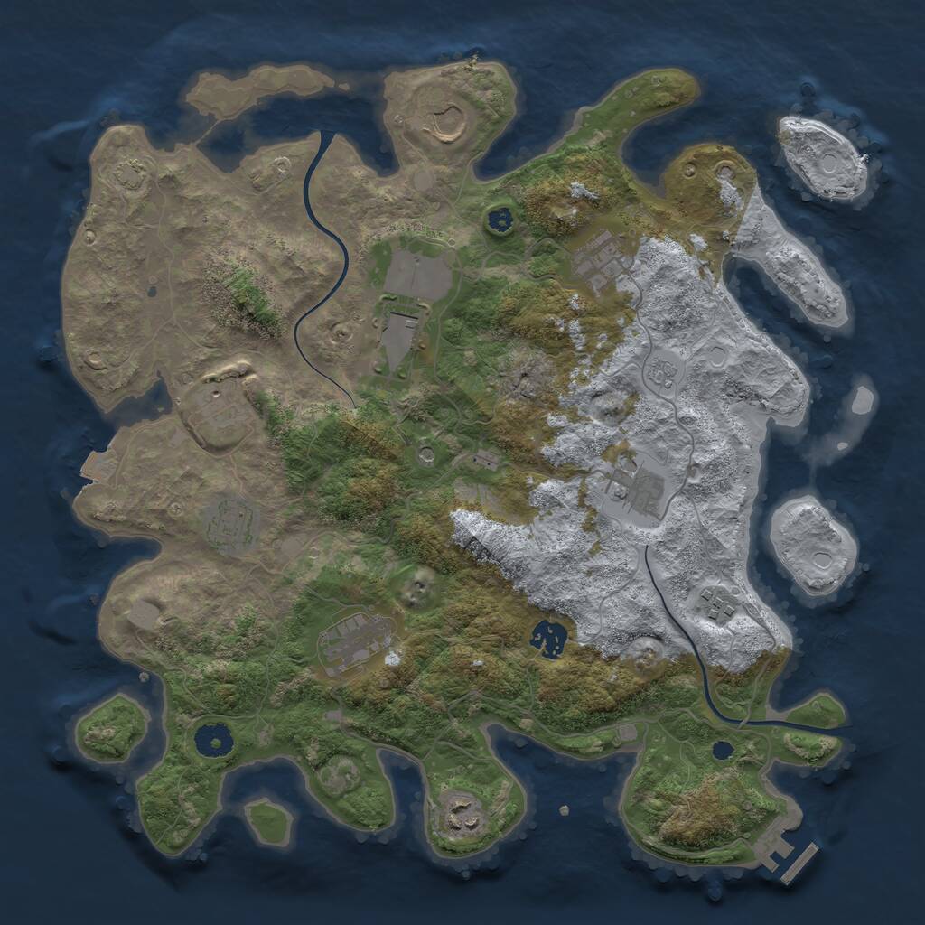Rust Map: Procedural Map, Size: 3800, Seed: 2457256, 15 Monuments