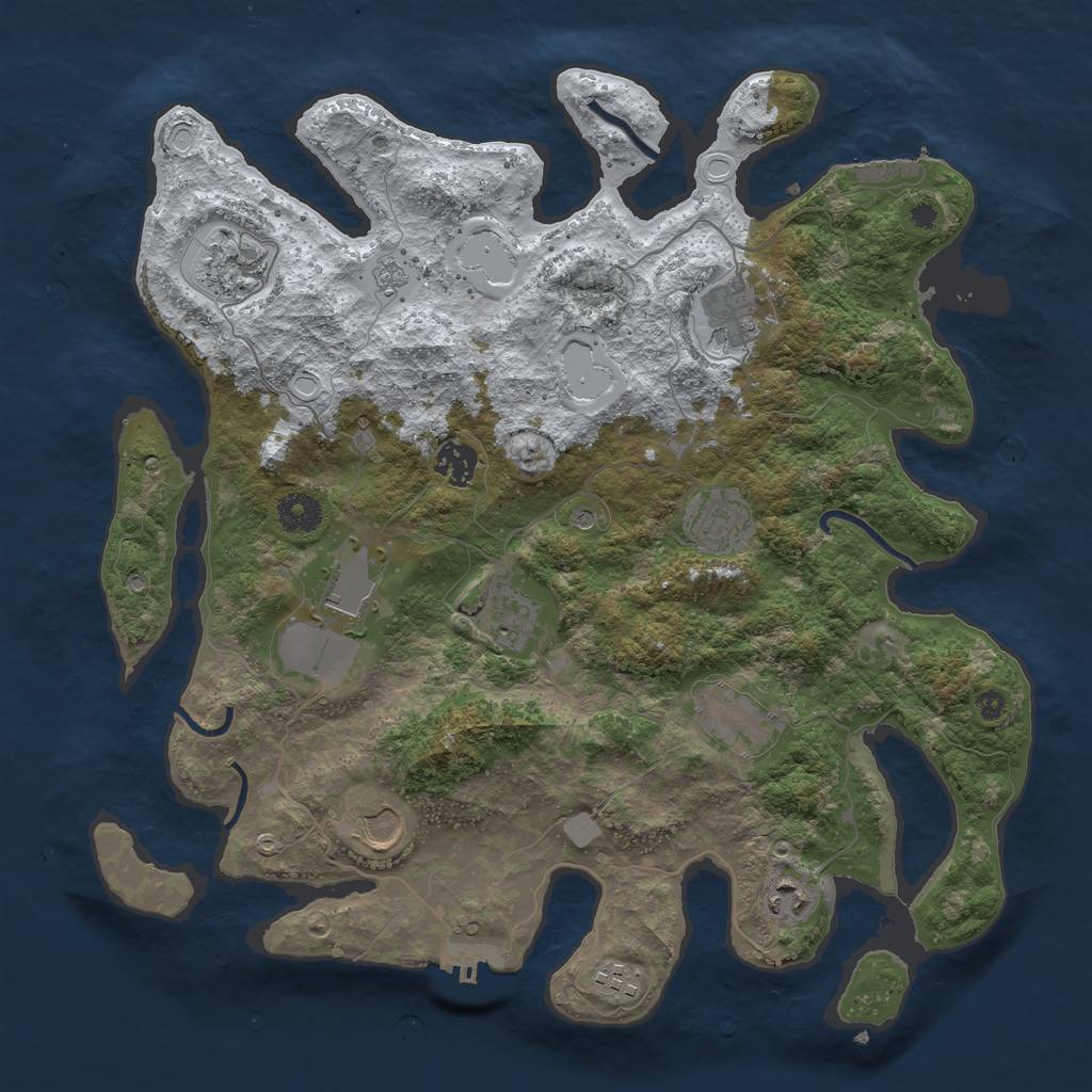 Rust Map: Procedural Map, Size: 3800, Seed: 1250229, 19 Monuments