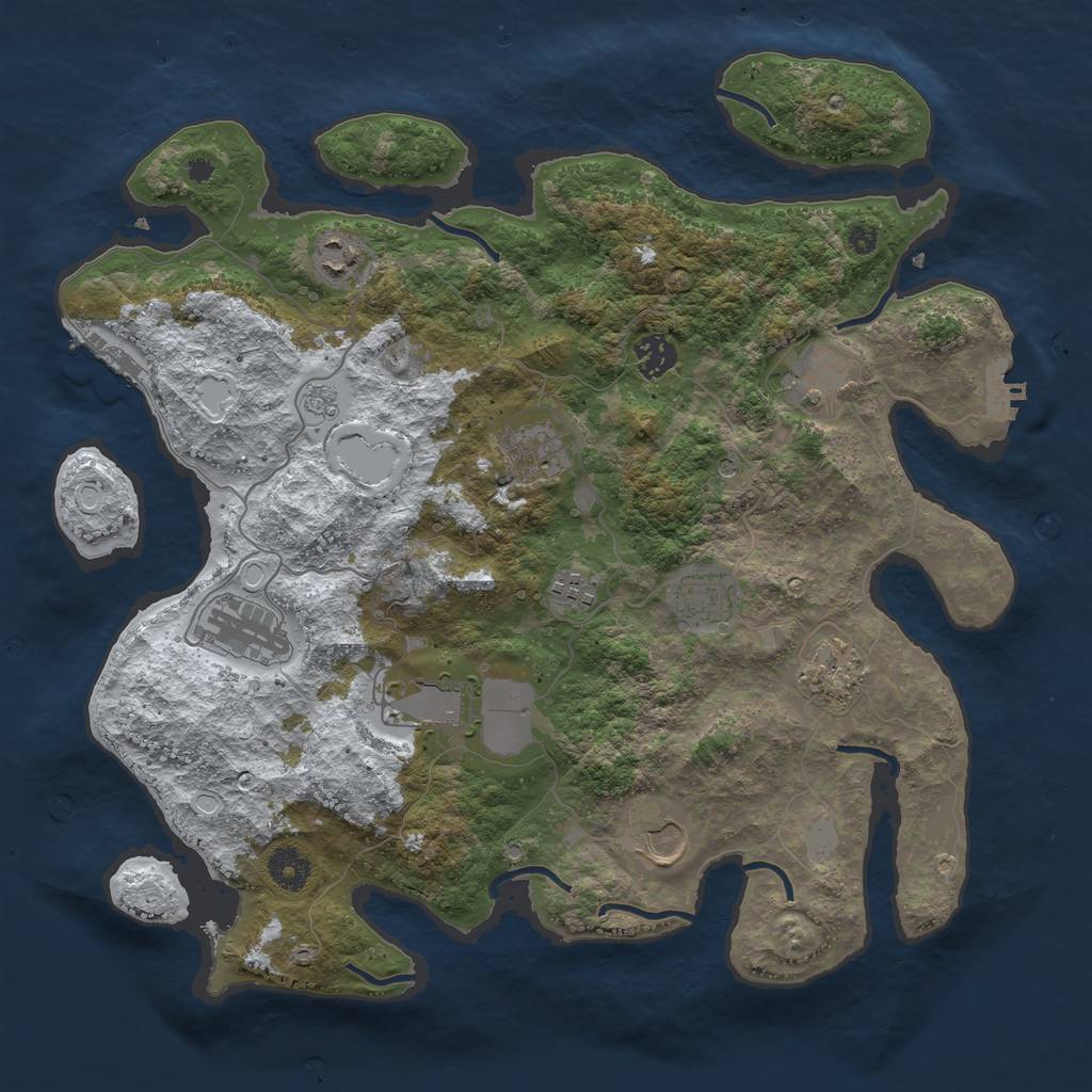 Rust Map: Procedural Map, Size: 3800, Seed: 5693374, 19 Monuments