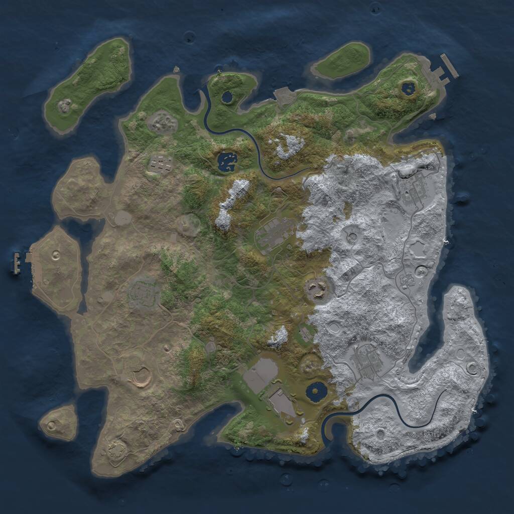 Rust Map: Procedural Map, Size: 3800, Seed: 1255405, 15 Monuments
