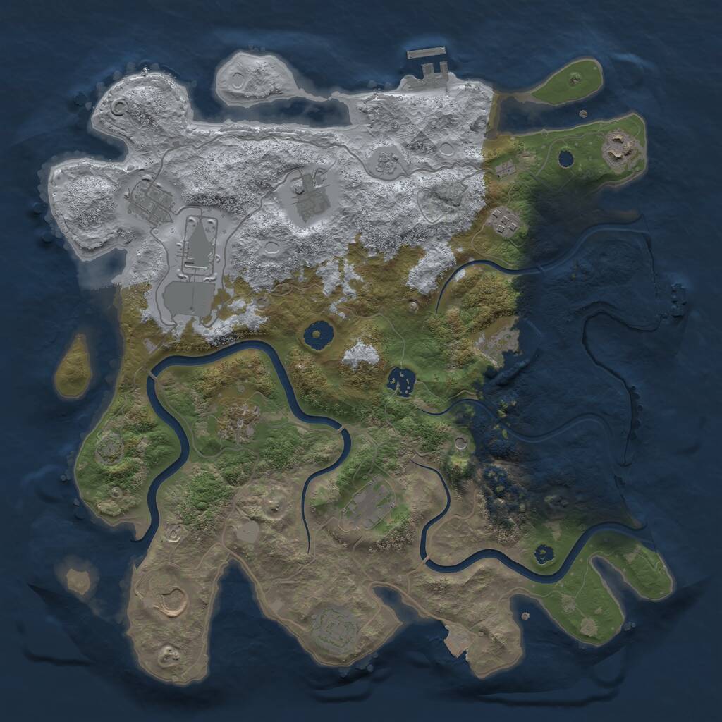 Rust Map: Procedural Map, Size: 3800, Seed: 3419762, 17 Monuments