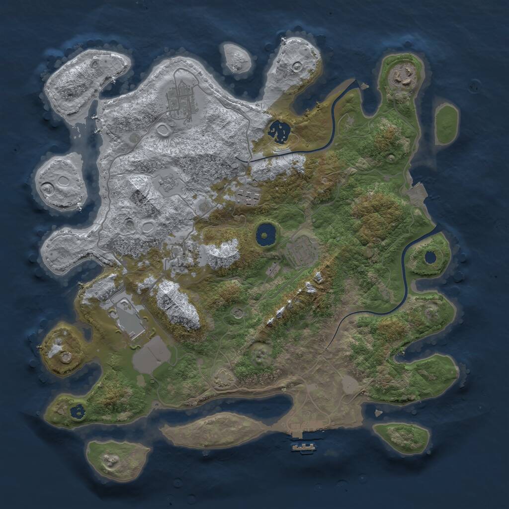 Rust Map: Procedural Map, Size: 3500, Seed: 2490453, 12 Monuments