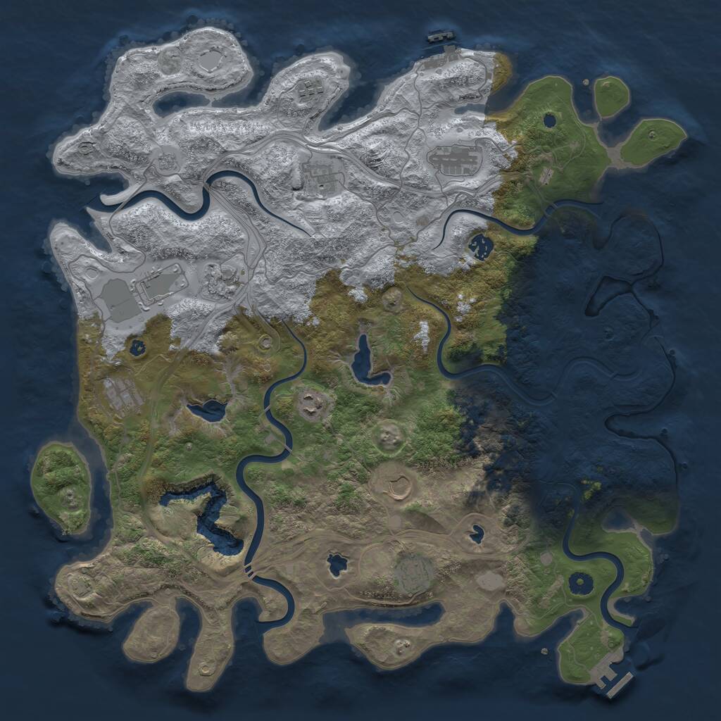 Rust Map: Procedural Map, Size: 4500, Seed: 5606349, 16 Monuments