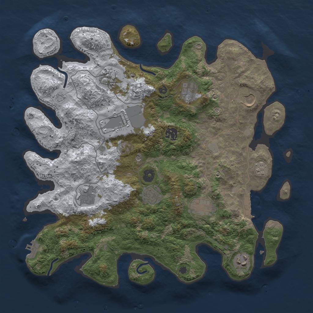 Rust Map: Procedural Map, Size: 3700, Seed: 4643196, 19 Monuments