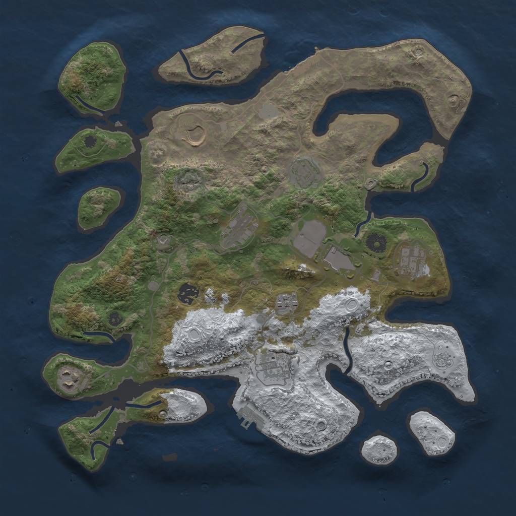 Rust Map: Procedural Map, Size: 3800, Seed: 1473824, 18 Monuments