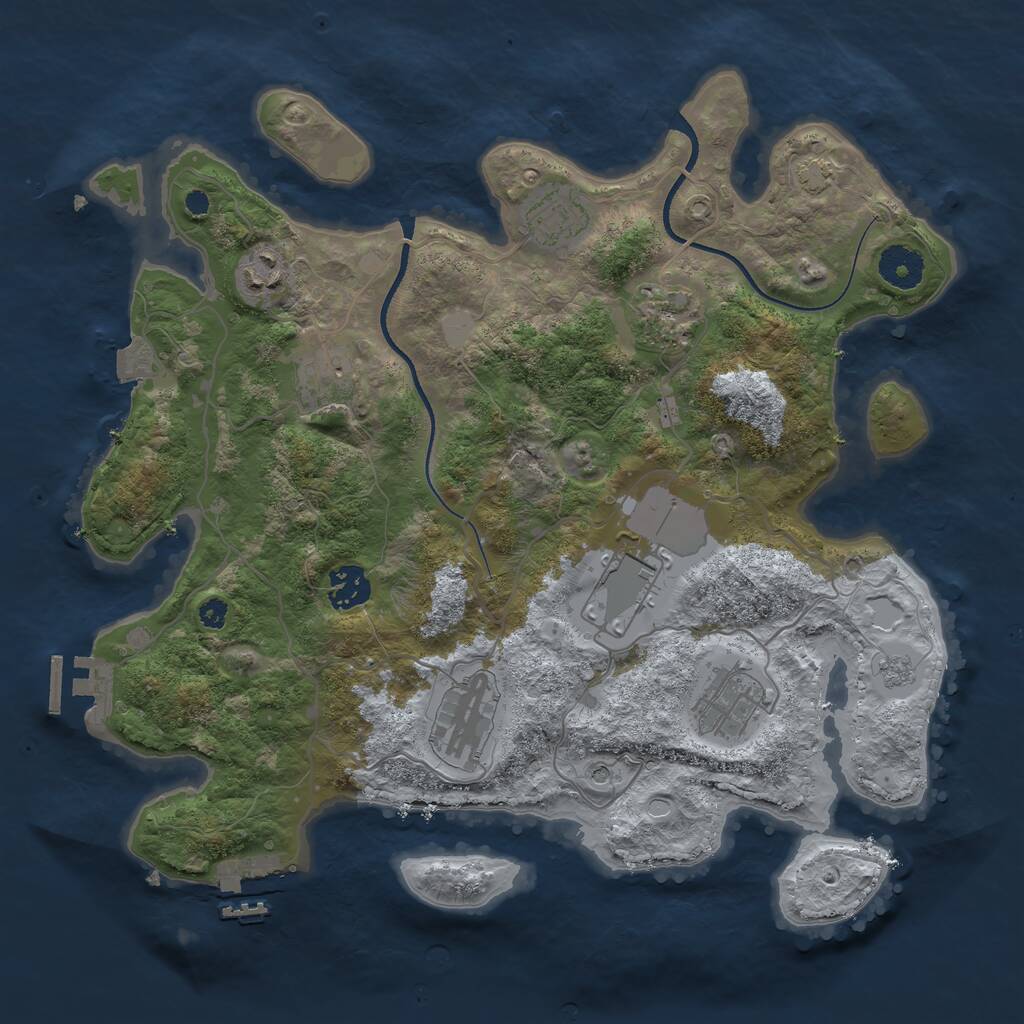 Rust Map: Procedural Map, Size: 3500, Seed: 5361180, 14 Monuments
