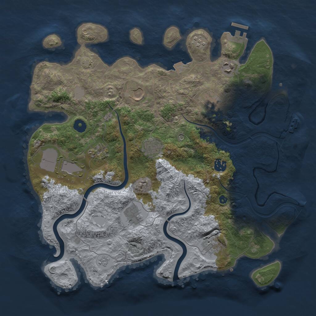 Rust Map: Procedural Map, Size: 3700, Seed: 4364554, 16 Monuments